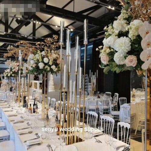 New crystal gold candlestick holder for wedding table centerpieces senyu0243