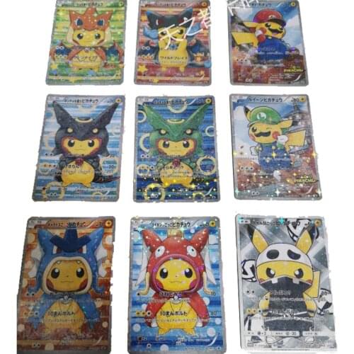 Pokemon Pikachu Dress up custom Charizard Rayquaza DIY card childrens collection toy holiday gift collection cards flash film
