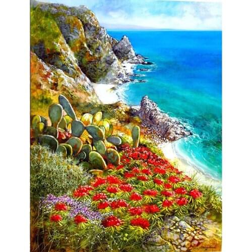 Full Square/Round Drill 5D DIY Diamond Painting Seascape cactus 3D Diamond Embroidery Cross Stitch bead Home Decor Gift FG1852