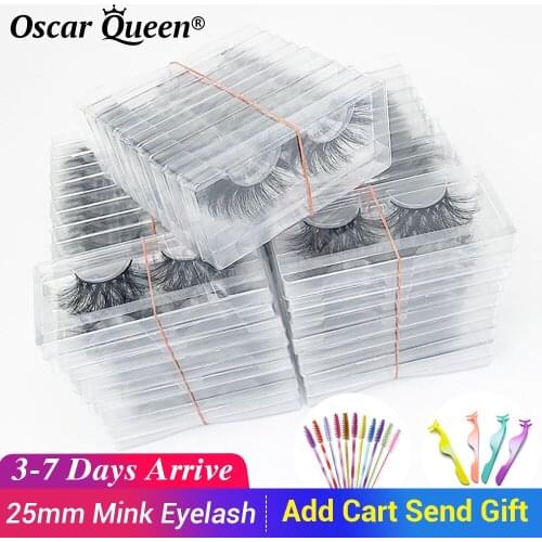Mink Eyelashes 25mm Lashes Mink Wholesale 10/20/30/50 Pairs Eyelashes Mink Handmade Lash Packaging Box Beauty False Lashes Bulk