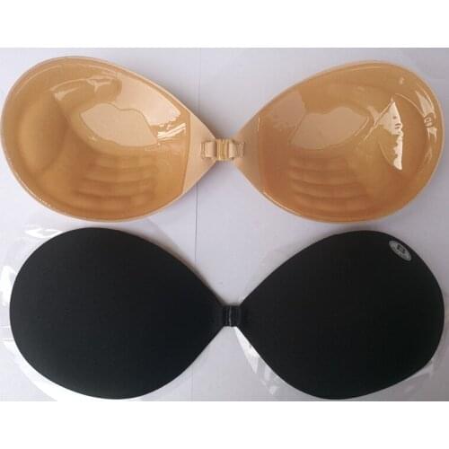 Sexy Push Up Silicone Bra Adhesive Seamless Strapless Massage Bra Front Closure 3/4 Cup Gel Invisible Bras for Women Backless