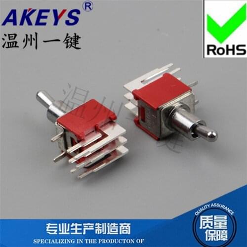 SMTS-202-C3-N0 Rocker head Toggle switch 6-pin 2/3 gear Horizontal side plate bent feet