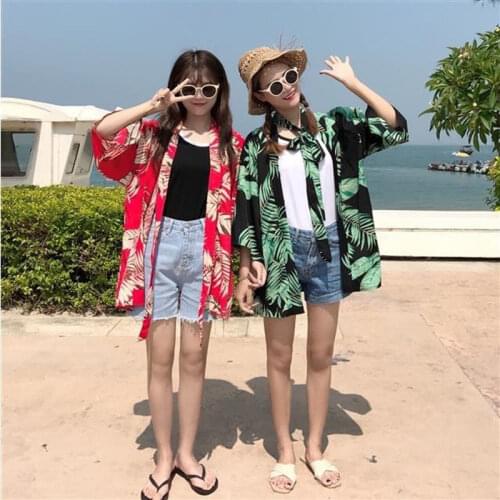 Spring And Summer Wear Korean Version Of Harajuku Style Loose Retro Japanese Printed Kimono Sunscreen Coat Student Half Sleeve