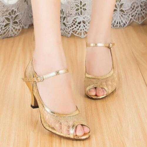 Women Woman Latin Ballroom Dance Shoes for Girl Rubber Summer Sandals Woman Mesh Bachata Salsa Dancing Shoes for Party Wedding