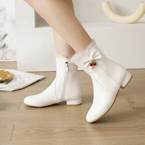 QPLYXCO Womens Designer Boots De Mujer 2021 Autumn Winter Boots Party High Quality girls student Shoes Plus Size 28-48 7473X-1