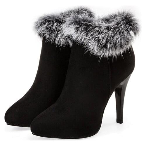 2017 Winter Boots Big Size 33-45 New Ponited Toe Boots For Women Sexy Ankle Heels Fashion Winter Shoes Casual Snow Boots T056