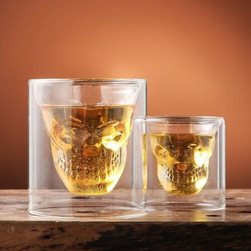 1Pcs 25ml/75ml/150ml/250ml Creative Double Transparent Glass Skull Goblet Skull Mug Tasse Double Paroi Verre Bar Drinking Tools