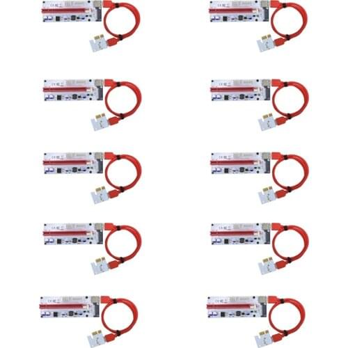 10pcs Newest VER008S USB 3.0 PCI-E Riser VER008S Express 1X 4x 8x 16x Extender Pcie Riser Adapter Card SATA 15pin To 6 Pin Power