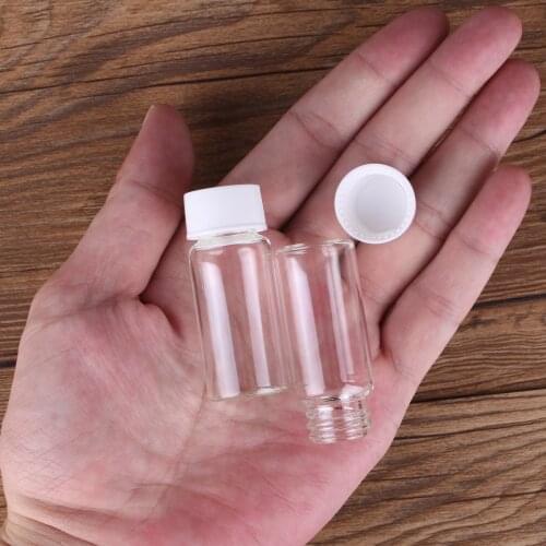 10pcs 10ml 22*50mm Mini Glass Bottles with White Plastic Caps Empty Glass Jars Crafts Vials glass vessels Potion bottles