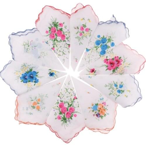 10pcs Womens Vintage Floral Cotton Handkerchiefs Wedding Party Bulk Pack