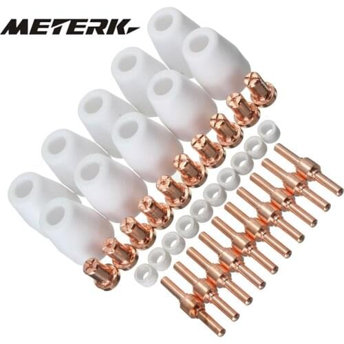 40Pcs Air Plasma Cutter Consumables Extend Fit for PT-31 LG-40 Torch CUT-40 50 standard Tips/Nozzle Electrodes Shield Cup