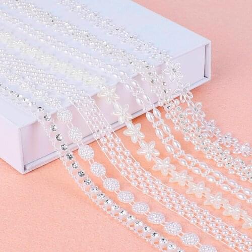 Multi-size ABS Imitation Pearl Beads Chain Trim for DIY Garland Flower Wedding Party Decoration Jewelry Making Craft Accessories
