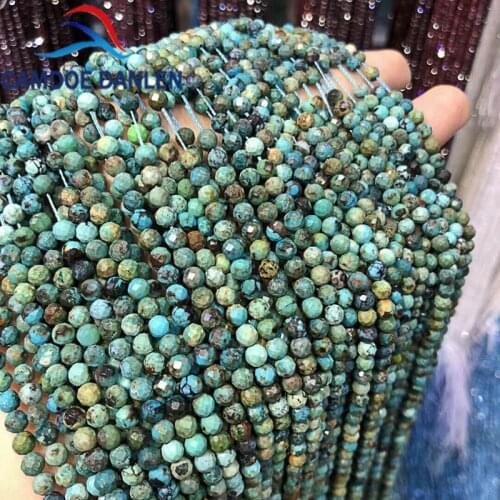 High Quality Natural Stone Faceted Africa Turquoises Round Beads 2/3/4/5mm For Jewelry Making DIY Necklace Bracelet Earring