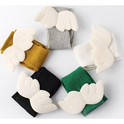 3-12 Years Old Girls Angel Wings Socks Candy Color Baby Long Soft And Cute Knee Pad Socks Children Vertical Stripes Soft Hose So