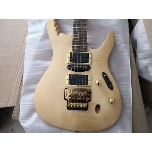 Free shipping custom 6 string electric guitar,Ultra-thin body,multicolor shelL inlay,tremolo bridge,HSH pickups,gold button