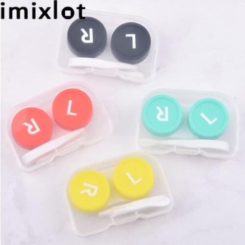 Imixlot Simple Trendy Random Color Transparent Pocket Plastic Contact Lens Case Travel Kit Portable Eyes Care Holder Container
