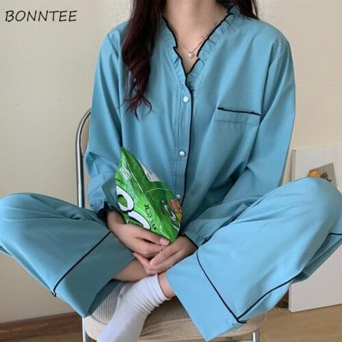 Pajama Sets Women Outfits Elegant Ins Hot Sale Fashion Homewear Nighty Lounge Wear Simple Sleepwear Comfortable Pj 2 Pieces Set