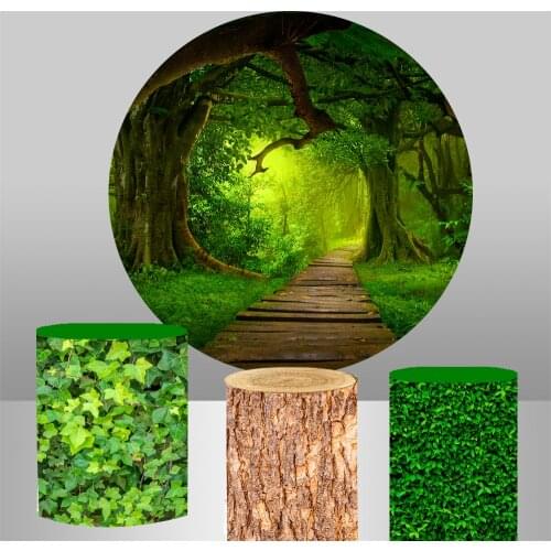Round circle background baby shower backdrop magic Fantasy Forest birthday party decor elastic 3 cylinder covers YY-304