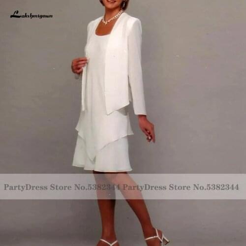Lakshmigown Plus Size Mother of The Bride Dress Dinner Party 2021 Vestidos Largos Wmen Formal Short Evening Dress with Jacket