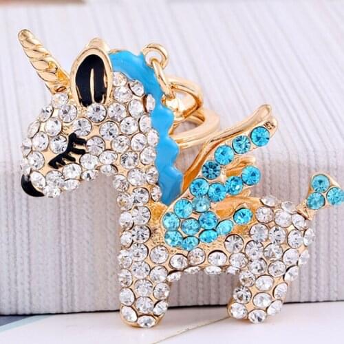 Fashion Horse Keychain Bag Pendant Key Holder Crystal Strass Women Bag Animal Charm Key Chain Buckle Key Ring Holder GL5012