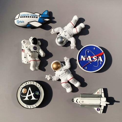 Cartoon Character Fridge Magnets 3D Refrigerator Sticker Earth Captain Astronaut Austrian Skier Home Decoration Spaceship Rocket