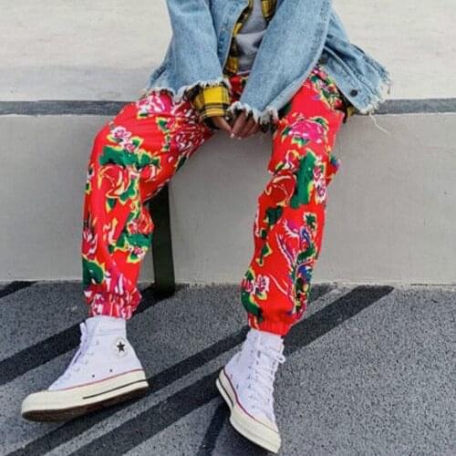 New 2021 Women Loose Flower Printed Pants Colorful Wide Leg Pants Women Loose Pants Flower Pattern Pants Harajuku