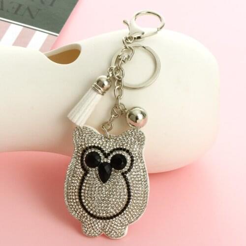 ZOSHI New Fashion Women Casual Owl Leather Tassels Women Keychain Bag Pendant Alloy Car Key Chain Ring Holder Trendy Jewelry