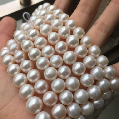 Freshwater Pearl Necklace Round Shape with Size 10-11mm Pearls Perfect Luster for DIY Jewelry Loose Pearl Strands