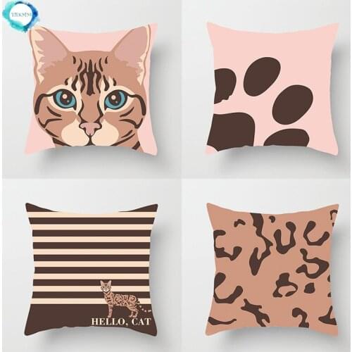 Animal Series Kitty Cat Paw Polyester Throw Pillow Case Decorative Cushion Cover for Home Sofa Chair 45X45CM Fundas De Cojin