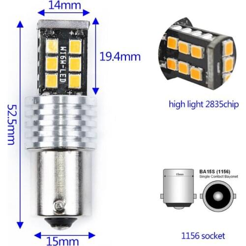 P21/5W Signal Lights LED Bulb Lamp 15LED 6W Turn 2pcs Orange 2x 15-SMD