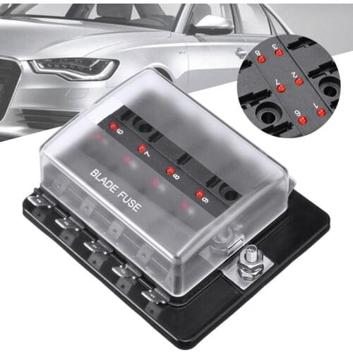 10 Way Standard LED Blade Fuse Box Holder With Failure 12V/24V Light Car Fuse Accessories For Car Boat Marine