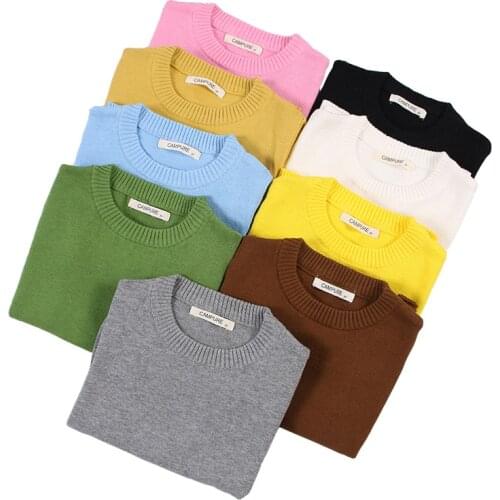 Baby Boys and Girls Sweater Kids Pullover Solid Color Cotton Knitwear Sweater Long-Sleeve Children Knit Tops BC224