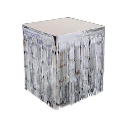 Partici Metallized Silver Tassels Table Skirt party material