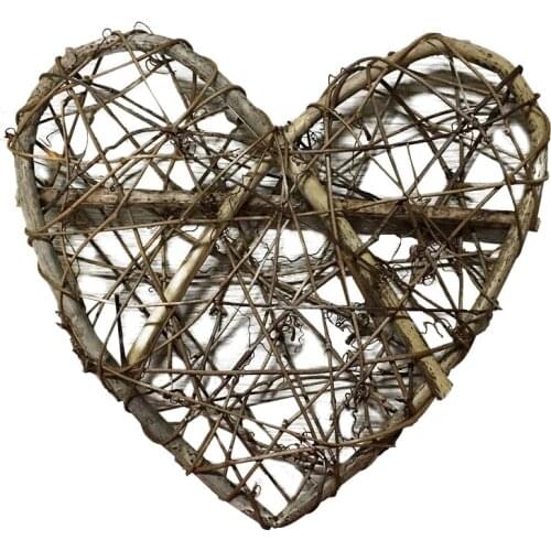 Heart Christmas Wreath Artificial Rattan Wreath Wedding Christmas Tree Decor DIY Hanging Woven Garlands Craft