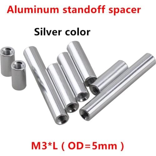 10pcs M3 Aluminum Column M3*4/5/6/8/10/12/15/20/25/30/35/37/40mm Round Standoff Spacer Studs anodized Silver