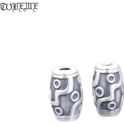 100% 3D 999 Silver 9 eyeS DZI Beads Silver Tibetan Eyes Beads Pure Silver Good Luck Beads DIY Jewelry Findings Bead