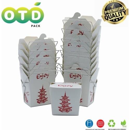 25/50 Pcs Pagoda Wire Handle Chinese Takeout Food Containers Disposable Noodle Boxes Meal Prep