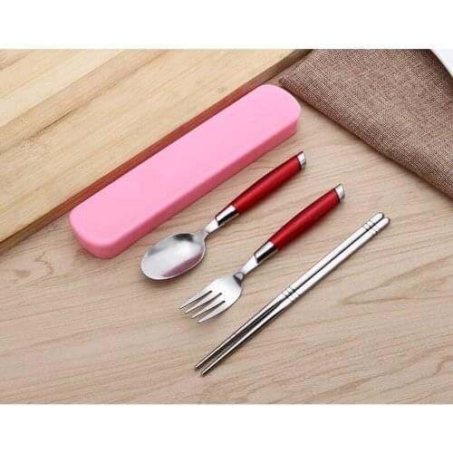 200sets/lot 3pcs/set Travel Picnic Portable Cutlery Stainless Steel Fork spoon chopsticks Tableware with retail package