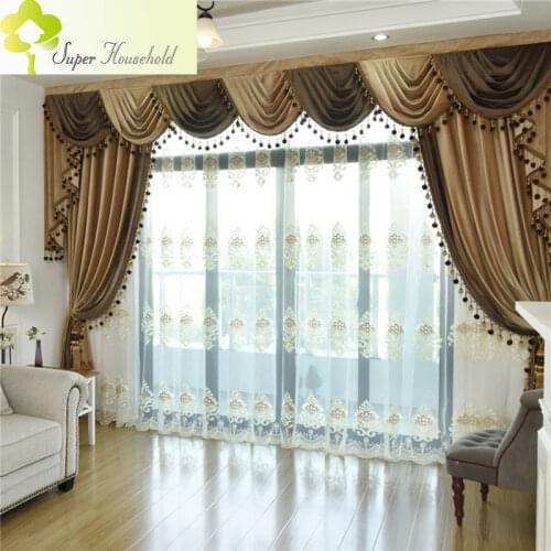 American Style Dutch Velvet Pure Color Curtains Valance for Living Room Window Blackout Thicken Curtain for Bedroom Hotel Drape