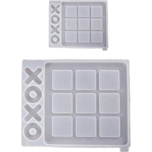 Best 2 Pcs/Set DIY Tic Tac Toe Game and X O Silicone Resin Mold Classic Game Fun Resin Mold Kit