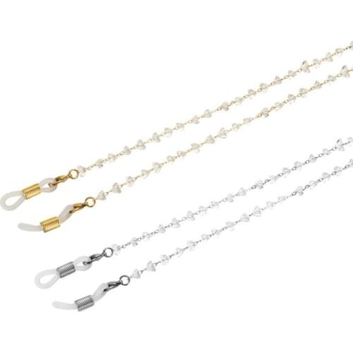 Charm Clear Beaded Eyeglass Holder Sunglasses Rope Necklace Cord Lanyard Glasses Chain Neck Strap