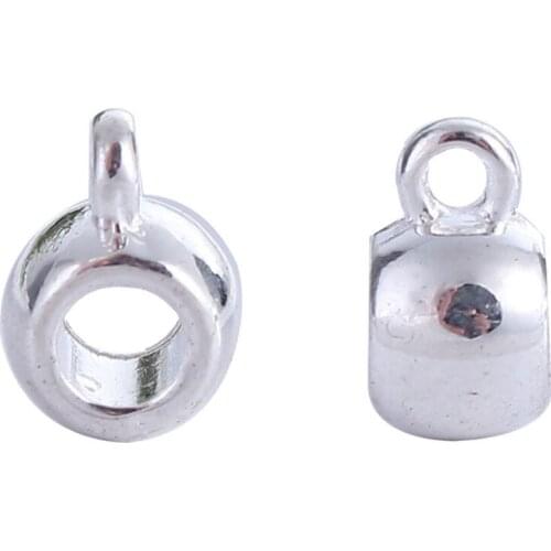 DoreenBeads Zinc Based Alloy silver color Bail Beads Cylinder Fashion Jewelry DIY Components 10mm( 3/8") x 5mm( 2/8"), 100 PCs