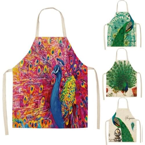 Peacock Apron Peacock Feathers Out Vibrant Colors Birds Summer Garden Women Men Kids Kitchen Pinafore Cooking