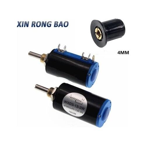 WXD3-13-2W Wirewound Potentiometer Resistance 100R 470R 1K 4.7K 10K 22K 47K 100KΩ Ohm Linear Rotary Potentiometer with Knob