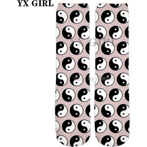 YX GIRL High quality cotton socks 2018 summer New Retro Style 3d socks Tai Chi Eight Diagrams Print Men/Women Sock