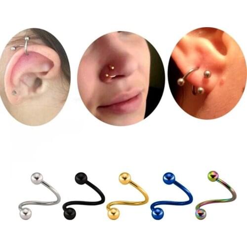 Fashion idol with titanium steel S-shaped spiral ear nail hypoallergenic eyebrow nail nose ring piercing jewelry wholesale