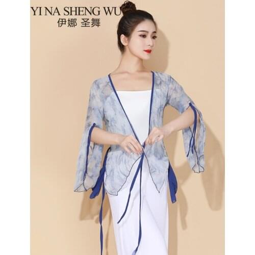 Adults Classical Dance Clothes Practice Clothes Female Elegant Rhyme Gauze Shirt Cardigan Tops Women Performance Costume Summer