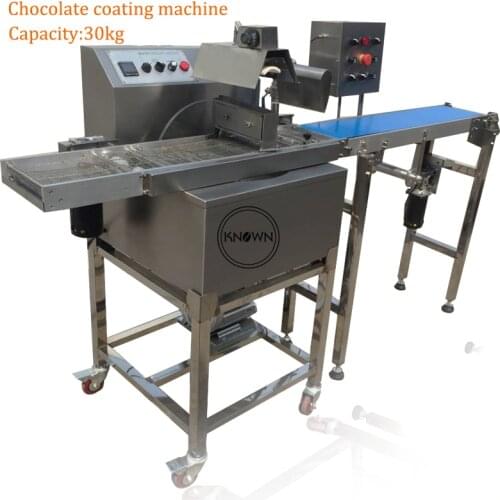 KN-YM30 automatic chocolate coating machine for candy peanut nuts 30kg chocolate enrobing machine and cooling
