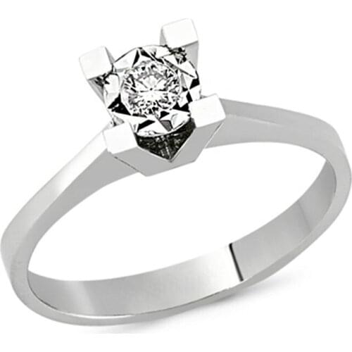 18k Gold Natural Diamond 0.05ct E-F vs Effect Solitaire Ring WPY3151