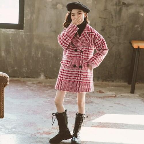 Cool Jacket Winter Spring Coat Outerwear Top Children Clothes School Kids Costume Teenage Girl Clothing Woolen Cloth High Qualit